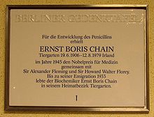 Berliner Gedenktafel Ernst Boris Chain